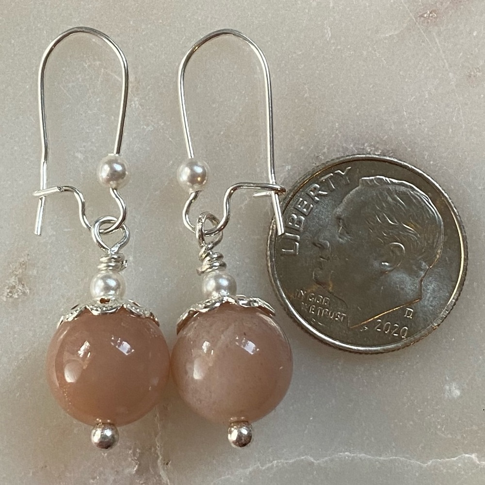 Peach Moonstone Earrings - Picture 4 of 4